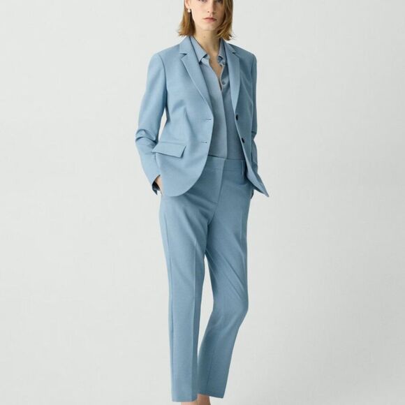 THEORY Treeca 2 SKY Blue Traceable Wool Cropped Pant NWT (flawed) Size 18 - Picture 12 of 15